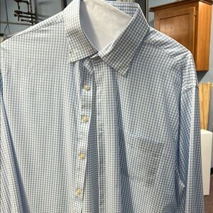 Peter Millar Blue and White Grid Shirt
